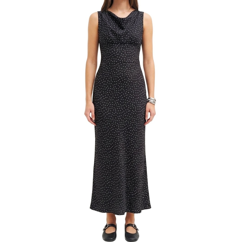 Reformation Dessa Satin Maxi Dress Selene Polka Dot Retro Chic 4